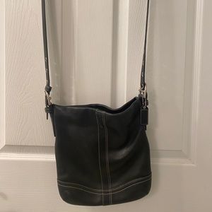 Black leather crossbody purse